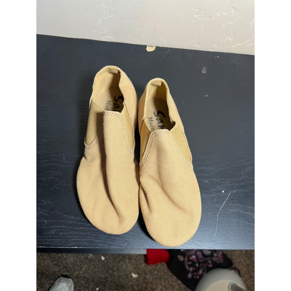 Sansha Modernette Kids Tan Canvas Slip‎ On Ballet Dance Shoes Size EM
